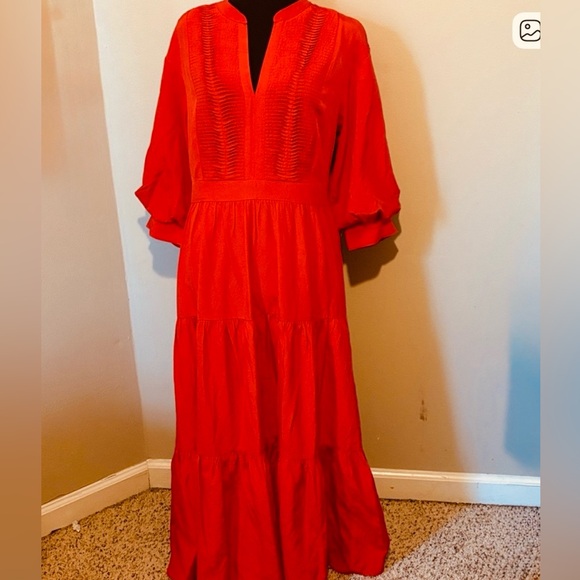 Endless Rose Vibrant  Pintuck Three-Quarter Sleeve Midi Dress  M - Picture 2 of 16